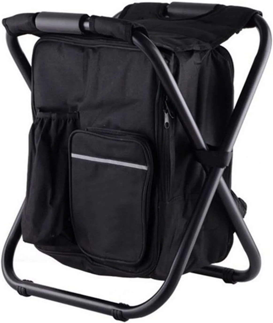 , Cooling Chair, Lightweight, Large Capacity, Folding Stool, Seat Backrest, Bag, Portable Camping Chair, Stool, Camping, Hiking, Travel, Picnic, (Black)