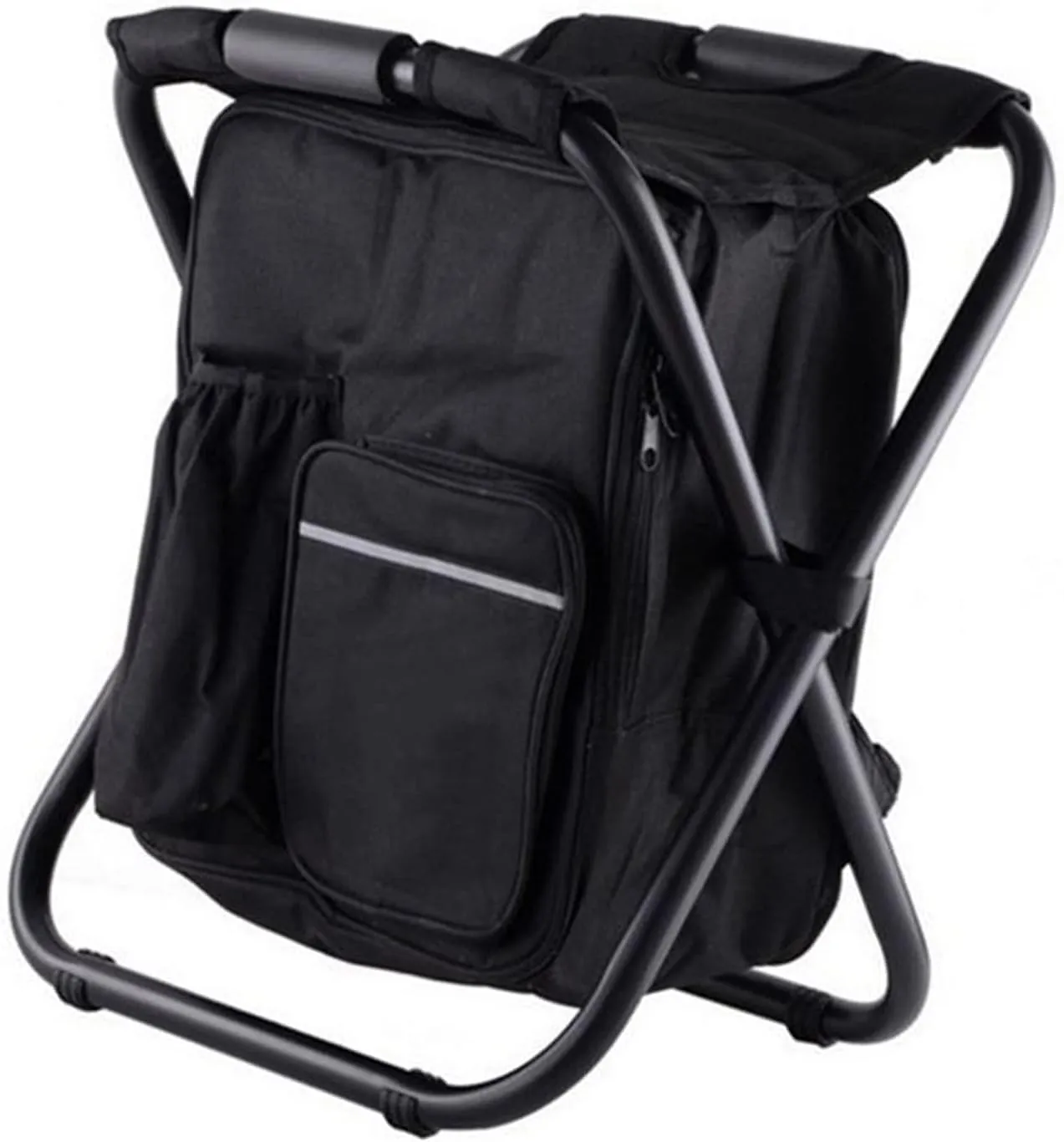 , Cooling Chair, Lightweight, Large Capacity, Folding Stool, Seat Backrest, Bag, Portable Camping Chair, Stool, Camping, Hiking, Travel, Picnic, (Black)