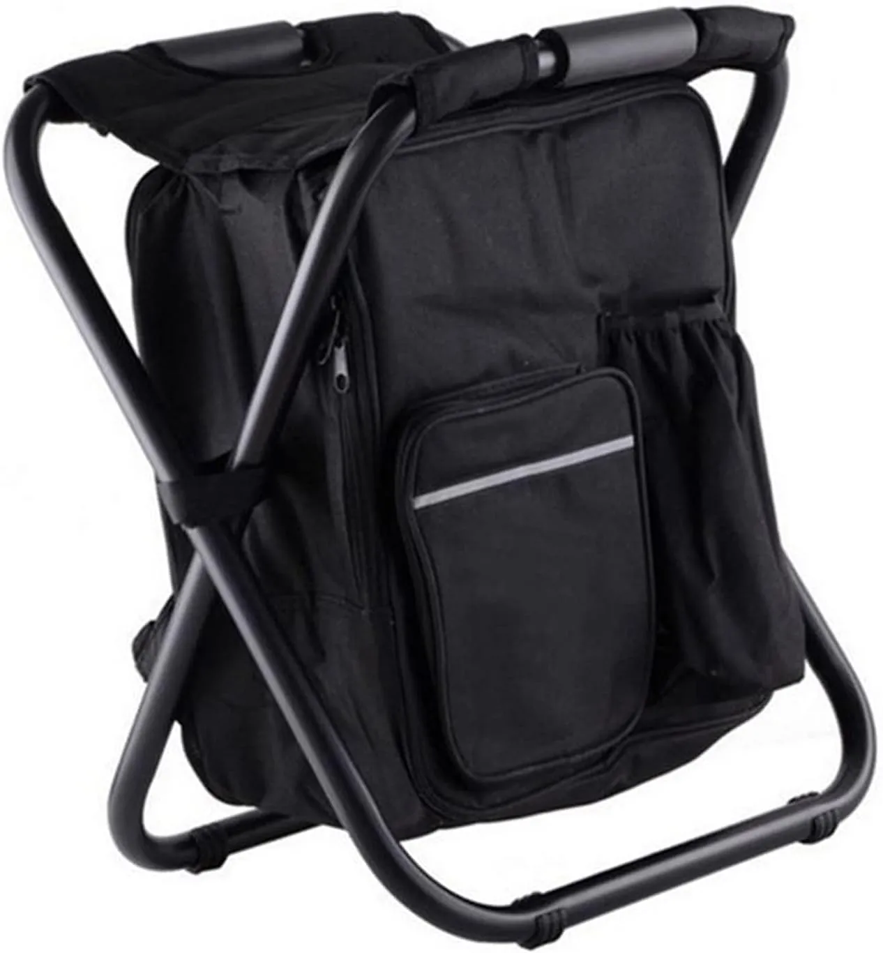, Cooling Chair, Lightweight, Large Capacity, Folding Stool, Seat Backrest, Bag, Portable Camping Chair, Stool, Camping, Hiking, Travel, Picnic, (Black)