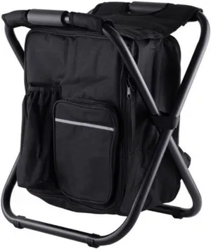 , Cooling Chair, Lightweight, Large Capacity, Folding Stool, Seat Backrest, Bag, Portable Camping Chair, Stool, Camping, Hiking, Travel, Picnic, (Black)