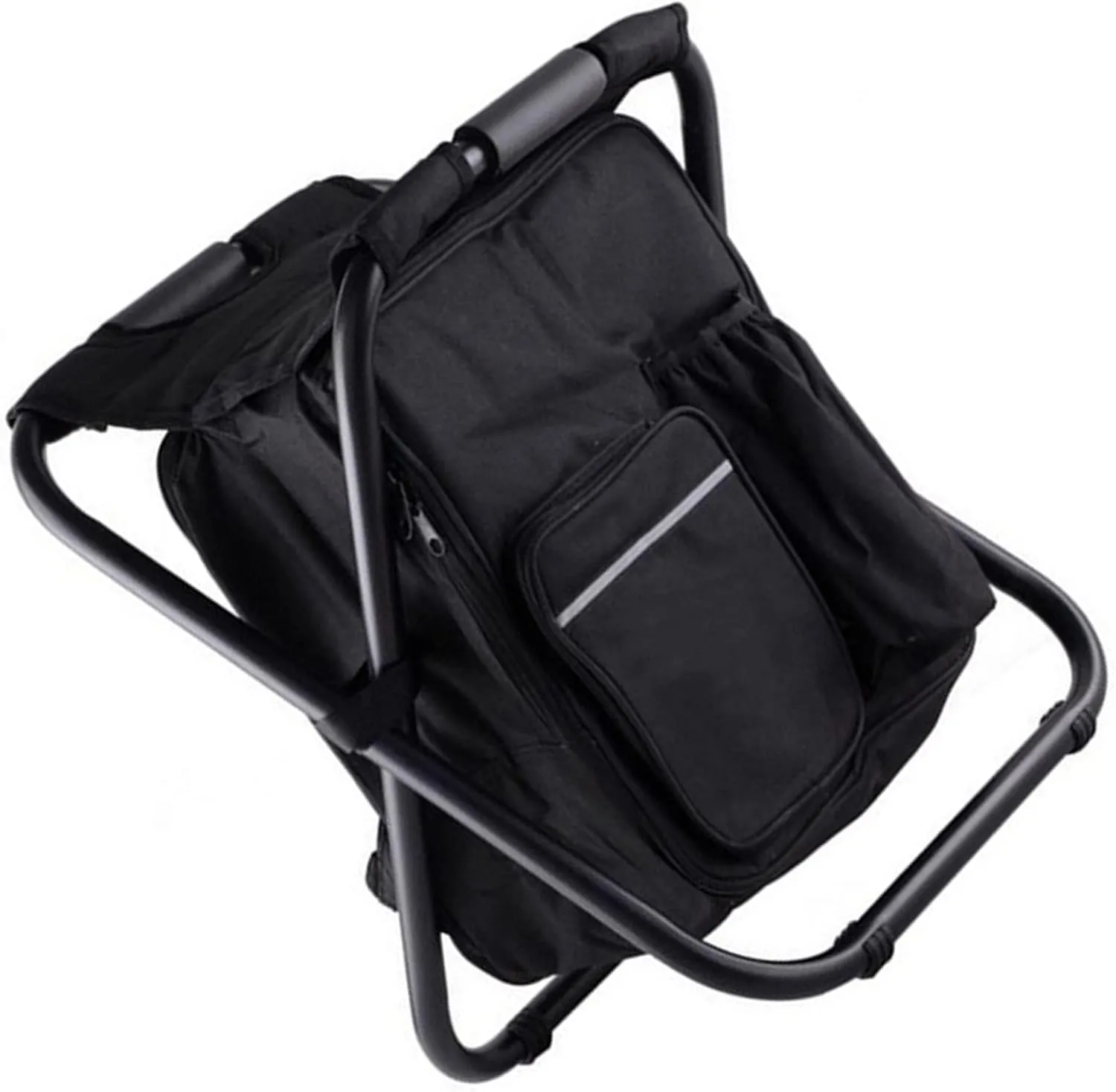 , Cooling Chair, Lightweight, Large Capacity, Folding Stool, Seat Backrest, Bag, Portable Camping Chair, Stool, Camping, Hiking, Travel, Picnic, (Black)