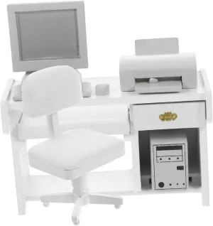 1 Set Dollhouse Furniture Model with Computer Mouse Keyboard and Printer Cute Miniature Office Decoration for Play and Micro Scene Design
