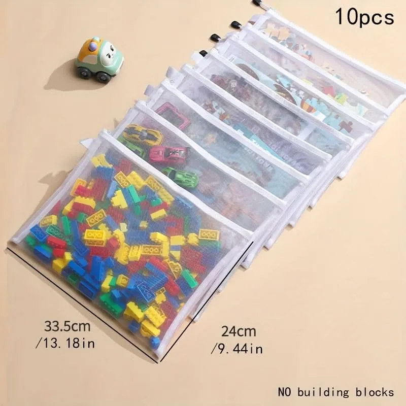 10-Pack Nylon Mesh Storage Bags with Zipper Closure