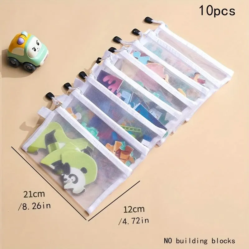 10-Pack Nylon Mesh Storage Bags with Zipper Closure