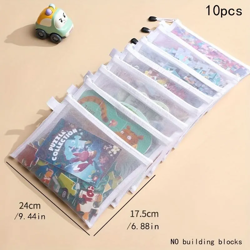 10-Pack Nylon Mesh Storage Bags with Zipper Closure