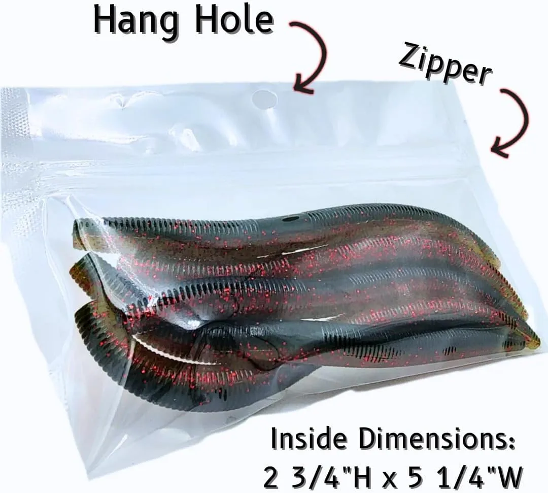 100 Pack 4"H x 6"W Outer Dimensions | Clear Fishing Lure Odor-Proof Barrier Reclosable Heat Sealable, Color: Clear | Fishing Bait | Leak Proof | Waterproof | Soft Bait Storage | Fishing Tackle Pouch