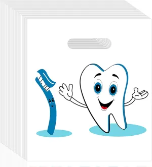 100 Pcs Dental Bags, 9 x 8 Inches Tooth Patient Care Goodie Bags, for Dental Clinics, Schools and Patient Use (Style 3)