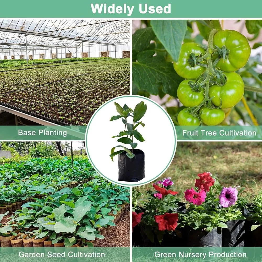 100/200pcs Black Nursery Grow Bags, Thickened Plastic Nursery Bags, Gardening Seed Plant Bags, Plant Grow Bags with Pores(200pcs,14x15cm)