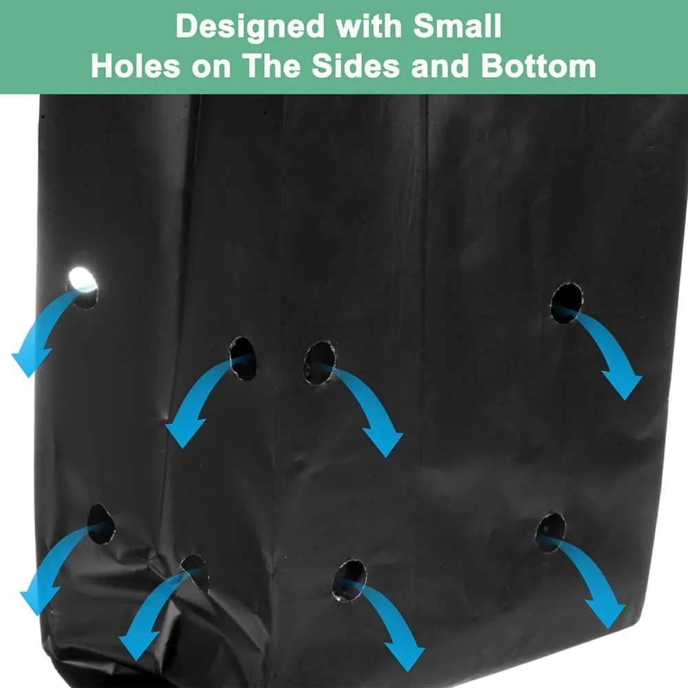 100/200pcs Black Nursery Grow Bags, Thickened Plastic Nursery Bags, Gardening Seed Plant Bags, Plant Grow Bags with Pores(200pcs,14x15cm)