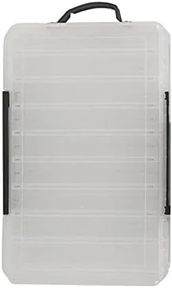 10/14 Compartments Double Sided Fishing Tackle Box Visible Hard Plastic Clear Fishing Lure Bait Squid Jig Minnows Hooks Accessory Storage Case Container (A-18 Compartments-White)