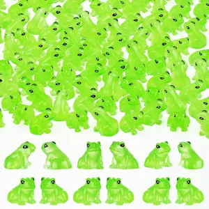 104PCS Luminous Mini Resin Frogs Green Frogs Figurines Miniature Glow in The Dark, Cute Tiny Frogs for Micro Moss Landscape Dollhoues Terrarium Aquariums Cake Decor Hidden Games
