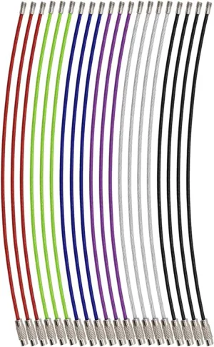 10Pcs 100/150mm Keychain Tag Rope Stainles Steel Wire Cable Loop Screw Lock Gadget Ring Key Keyring DIY Hand Tools (Color : Black, Size : 1.5x100mm)