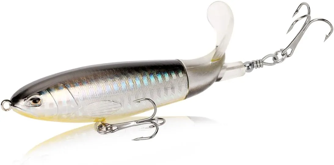 10pcs Topwater Fishing Lures Kit Floating Lures with Rotating Propeller Tail for Splashing Action Bass and Trout Fishing Lures for Freshwater and Saltwater