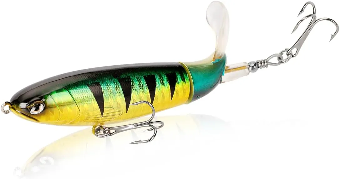 10pcs Topwater Fishing Lures Kit Floating Lures with Rotating Propeller Tail for Splashing Action Bass and Trout Fishing Lures for Freshwater and Saltwater