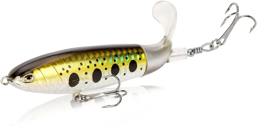 10pcs Topwater Fishing Lures Kit Floating Lures with Rotating Propeller Tail for Splashing Action Bass and Trout Fishing Lures for Freshwater and Saltwater