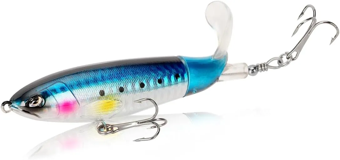 10pcs Topwater Fishing Lures Kit Floating Lures with Rotating Propeller Tail for Splashing Action Bass and Trout Fishing Lures for Freshwater and Saltwater