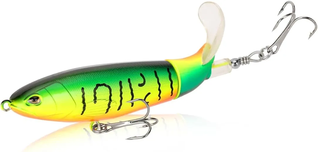 10pcs Topwater Fishing Lures Kit Floating Lures with Rotating Propeller Tail for Splashing Action Bass and Trout Fishing Lures for Freshwater and Saltwater