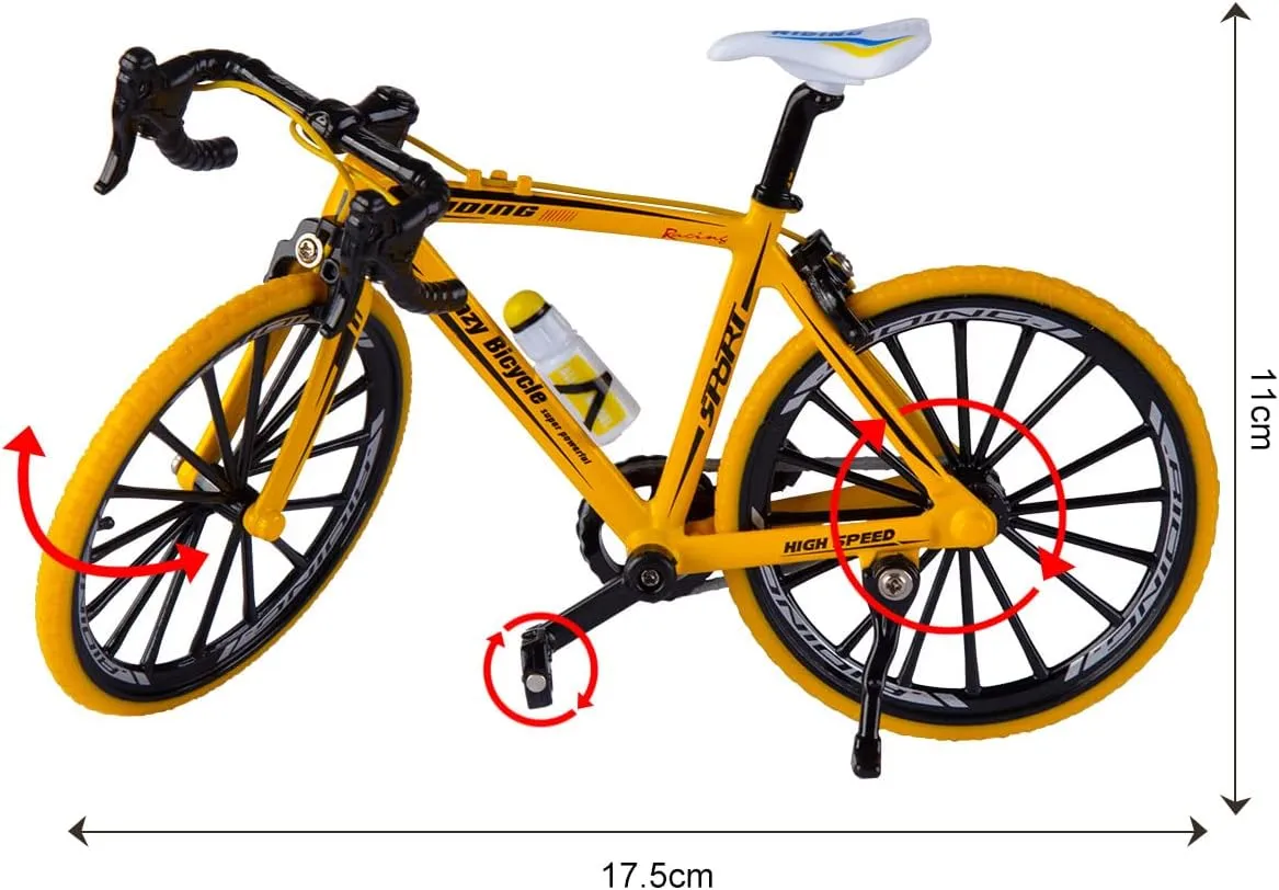 1:10 Scale Die-Cast Alloy Mini Mountain Bike Bicycle Model Toy Desktop Decoration Crafts for Cycling Lovers Bike Racers Athletes Children Boys and Girls (Yellow)