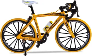 1:10 Scale Die-Cast Alloy Mini Mountain Bike Bicycle Model Toy Desktop Decoration Crafts for Cycling Lovers Bike Racers Athletes Children Boys and Girls (Yellow)
