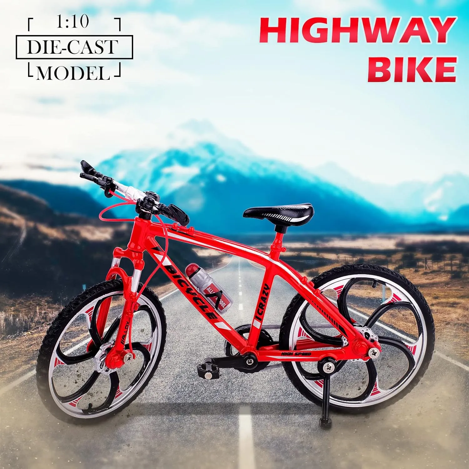 1:10 Scale Die-Cast Alloy Mini Mountain Bike Bicycle Model Toy Desktop Decoration Crafts for Cycling Lovers Bike Racers Athletes Children Boys and Girls