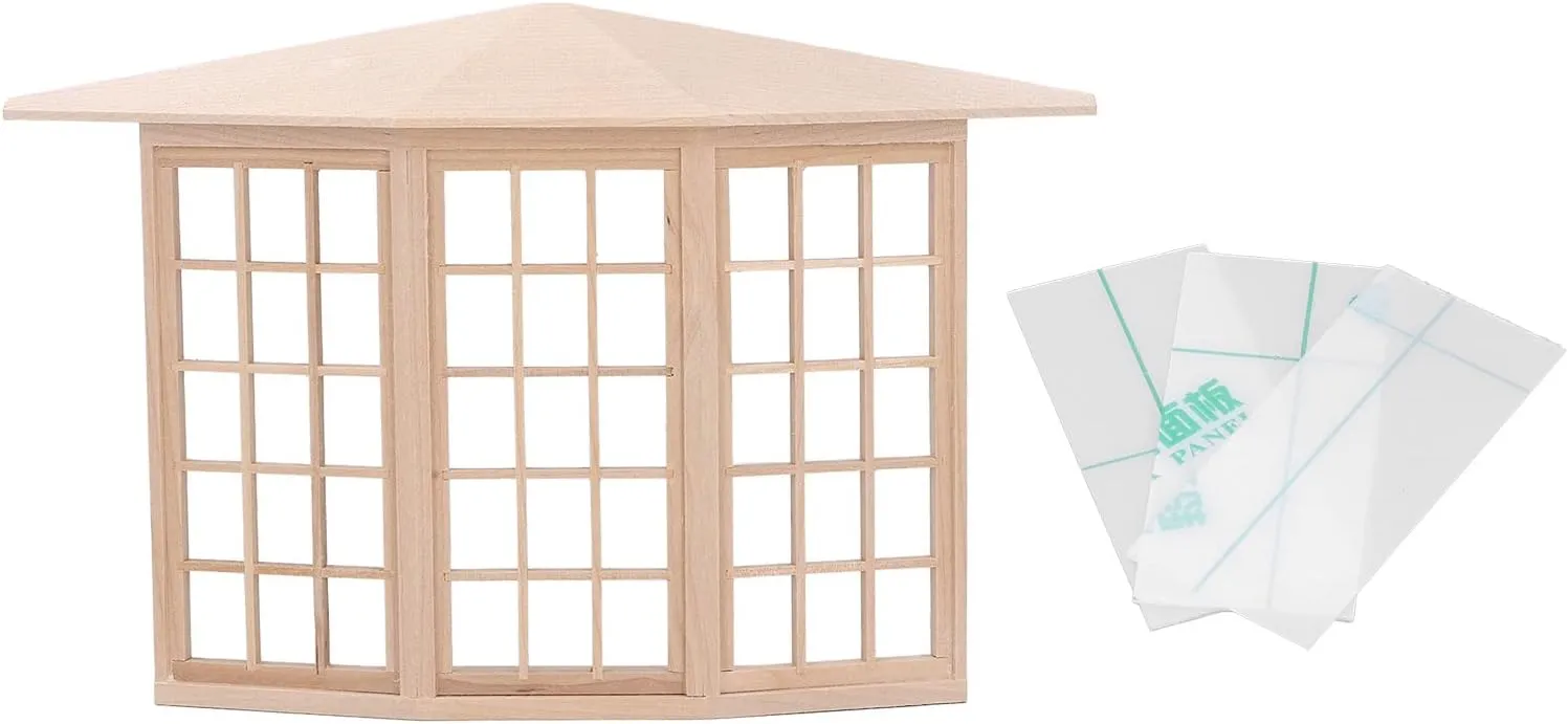 1:12 Dollhouse Bay Window,45 Degree Corner 3 Sided Window Model for DIY