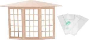 1:12 Dollhouse Bay Window,45 Degree Corner 3 Sided Window Model for DIY