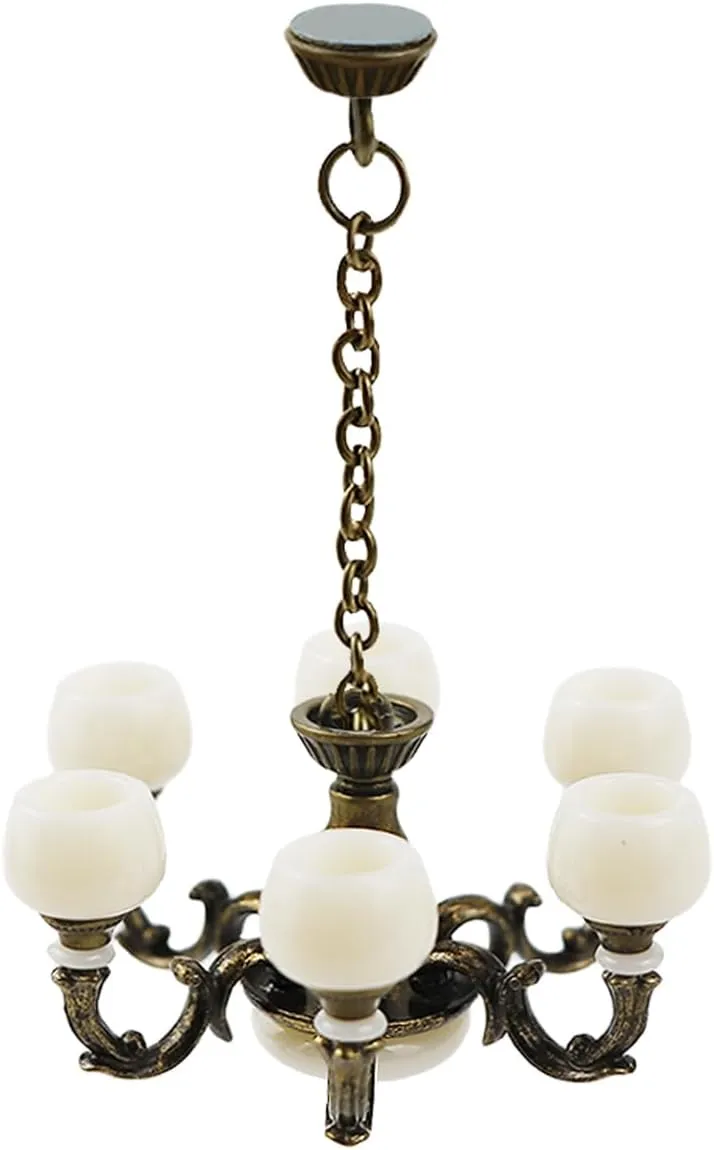1:12 Dollhouse Ceiling Lamp Model, Miniature Chandelier Lamp, Mini Ceiling Lamp for Dollhouse (Bronze)