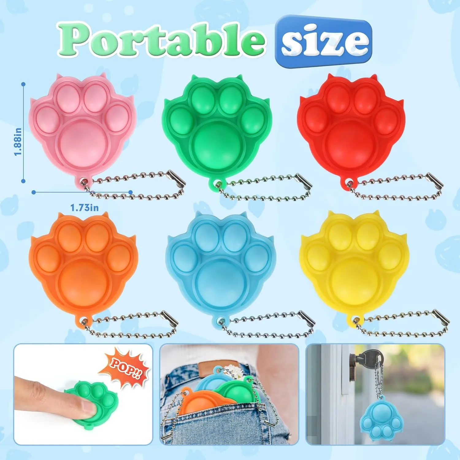 112pcs Mini Pop Fidget Toys Pack Party Favors, Silicone Cat Squeeze Pop and Pop Bracelet it Bubble Fidget Bulk Sensory Toys, Party Bag Fillers for Kids