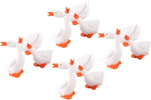 12pcs Resin Big White Goose Mini Toys Ornaments for Mini Ornaments for Crafts Miniature Decors Water Accessories Resin Animal Decor