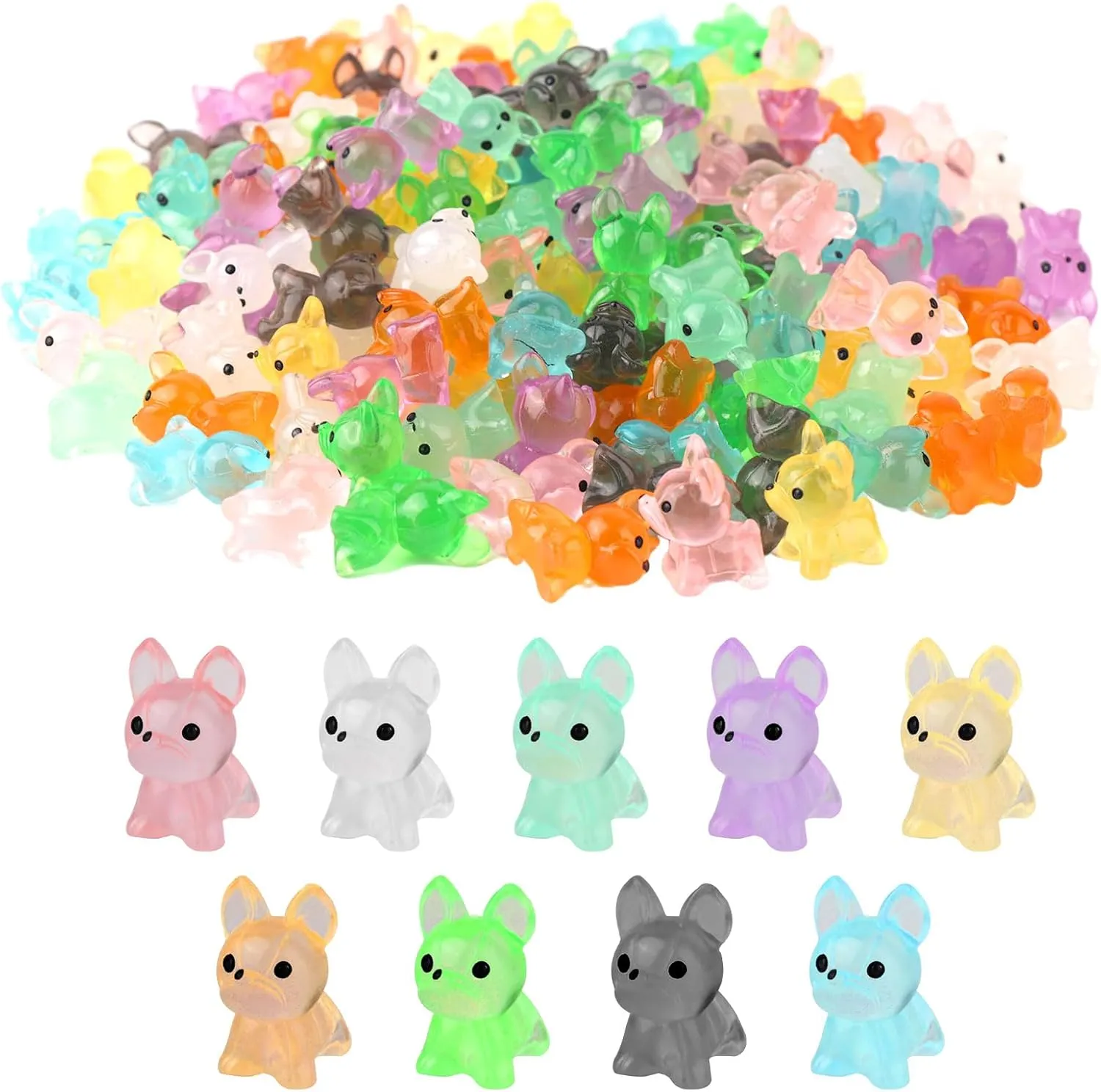 135pcs Luminous Mini Dogs, Cute Miniature Dog Figures Glow in The Dark, Tiny Resin Animals for Home Miniature Landscape Cake Decoration
