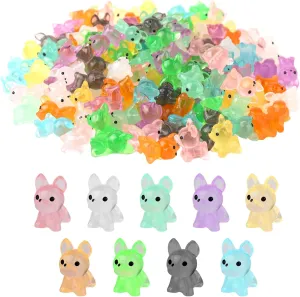135pcs Luminous Mini Dogs, Cute Miniature Dog Figures Glow in The Dark, Tiny Resin Animals for Home Miniature Landscape Cake Decoration