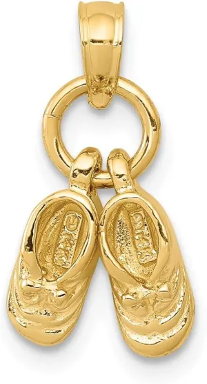 14k Yellow Gold Mini Keepsake Baby Shoes Charm