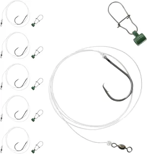 1,5 & 10-Pack Slider Rig 6/0 Circle Hook for Striped Bass - Uncle Mo's Tackle Saltwater Fishing Gear - Robust Slider, 4ft 60lb Monofilament Leader for Surf, Beach & Boat Fishing