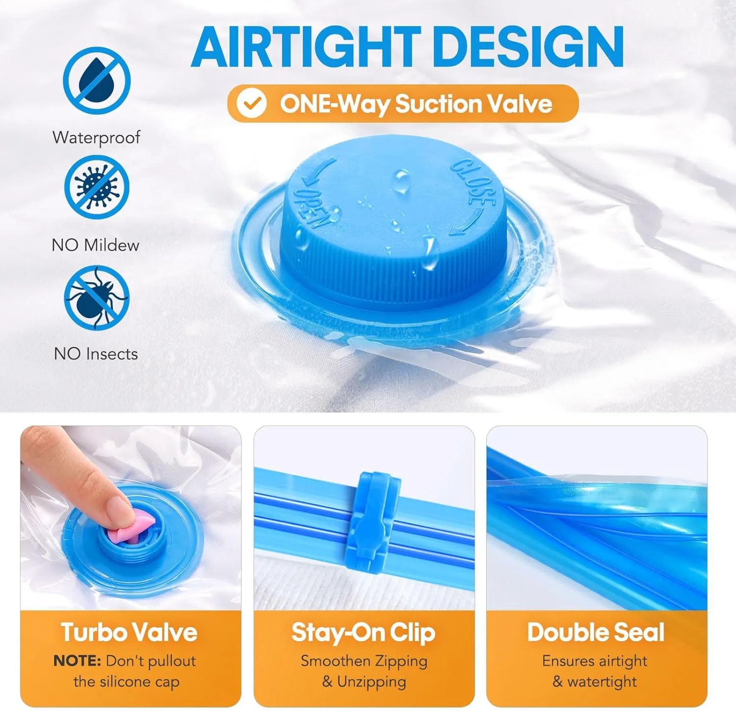 15 Pack Vacuum Storage Bags,Vacuum Seal Bags for Clothing with Hand Pump, 2 Jumbo 4 Large 4 Medium 5 Small, 80% Space Saver Bags for Clothes, Pillows, Comforters and Blankets, Home Travel Essentials
