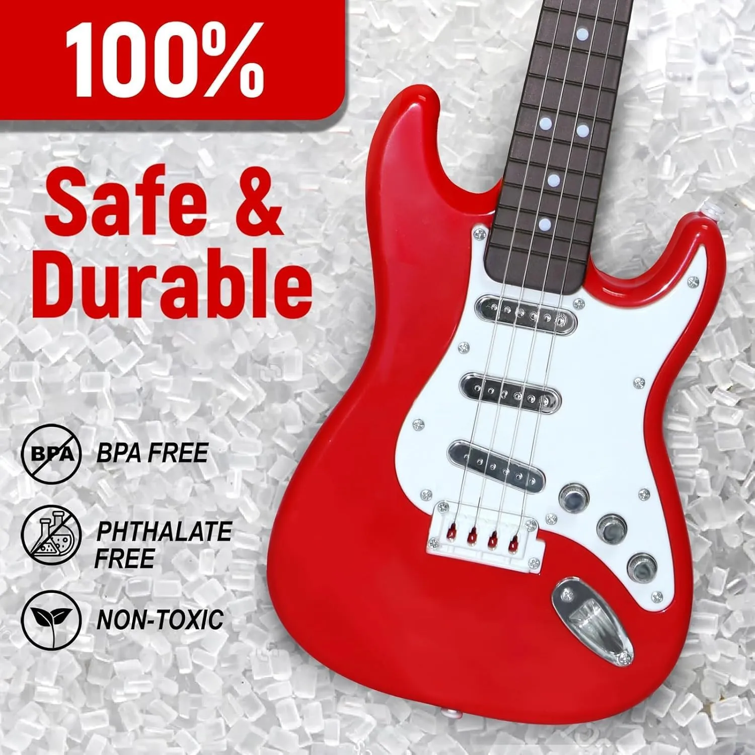 16 inch Mini Guitar Toy for Kids,Portable Electronic Red Guitar Musical Instrument Toy, Birthday Gifts for Beginner Children Toddler Boys Girls Age 3-6