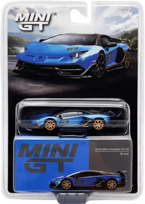1:64 Scale Diecast Collectibles Model Car Compatible with Mini GT Lamborghini SVJ 63, Blu Aegir, Limited Edition MGT00784