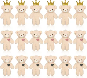 18 Pieces Mini Bear Toy 4.7 Inch Stuffed Jointed Bear Soft Tiny Doll for DIY Keychain Birthday Wedding Xmas Decorations Party Favor(Mixed Style)