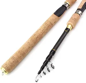 1.8m-2.7m Spinning Rods Wooden Handle Carbon Fishing Rod Bass Fishing Tackle Lure Rods Telescopic Fishing Pole