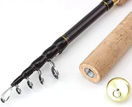 1.8m-2.7m Spinning Rods Wooden Handle Carbon Fishing Rod Bass Fishing Tackle Lure Rods Telescopic Fishing Pole