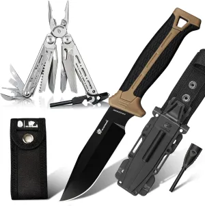 19 In 1 Multi Tool Pliers, D2 Steel Bushcraft Knife with Fire Starter