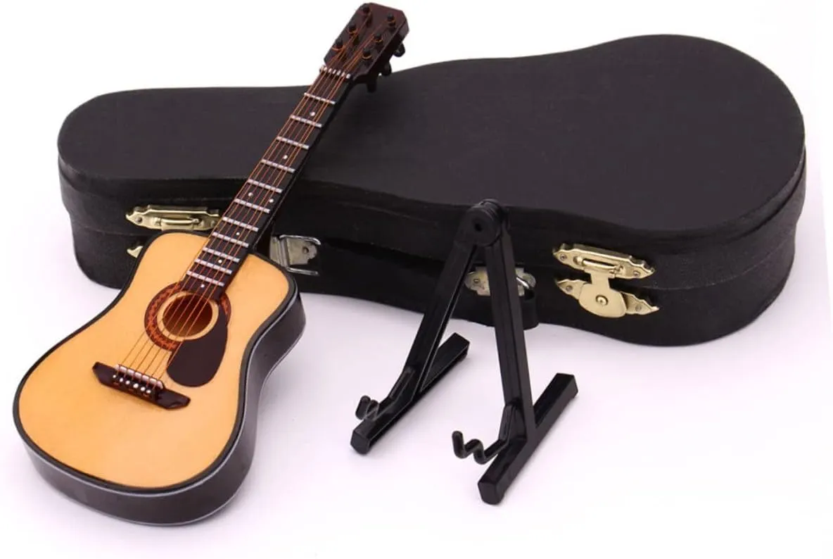 1pc Mini Guitar Model Ornament Mini Acoustic Guitar Prop Small Decor for Household Decoration Birthday Present