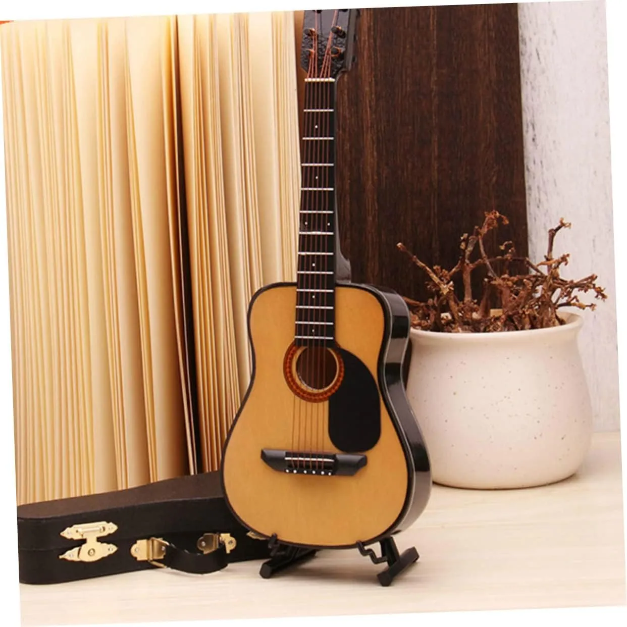 1pc Mini Guitar Model Ornament Mini Acoustic Guitar Prop Small Decor for Household Decoration Birthday Present