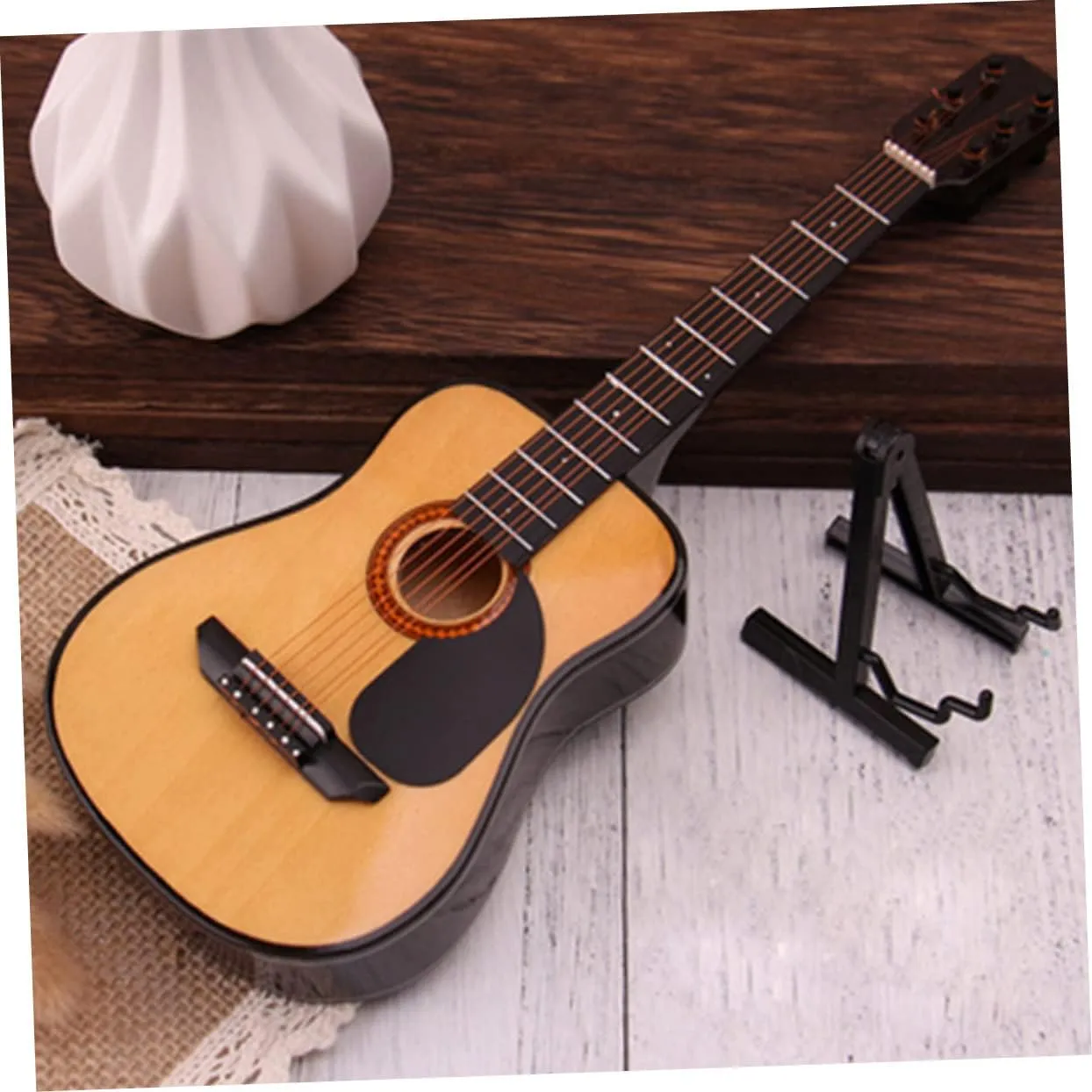 1pc Mini Guitar Model Ornament Mini Acoustic Guitar Prop Small Decor for Household Decoration Birthday Present