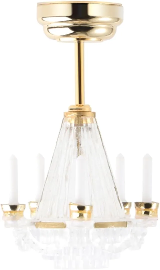 1pc Mini House Decoration Ceiling Lamp Model Realistic Hanging Light for Dollhouse Miniature LED Candle Chandelier Chic Home Decor Accessory