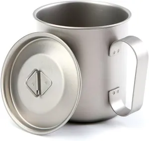 1PC Pure Titanium Fixed Handle Coffee Cup Outdoor Portable Large Capacity Water Cup(500ML)