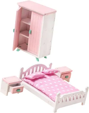 1set Mini House Furniture Wooden Nightstand Dollhouse Bedroom Adornment Cute and Decorative Furniture for Mini Apartments for Playtime