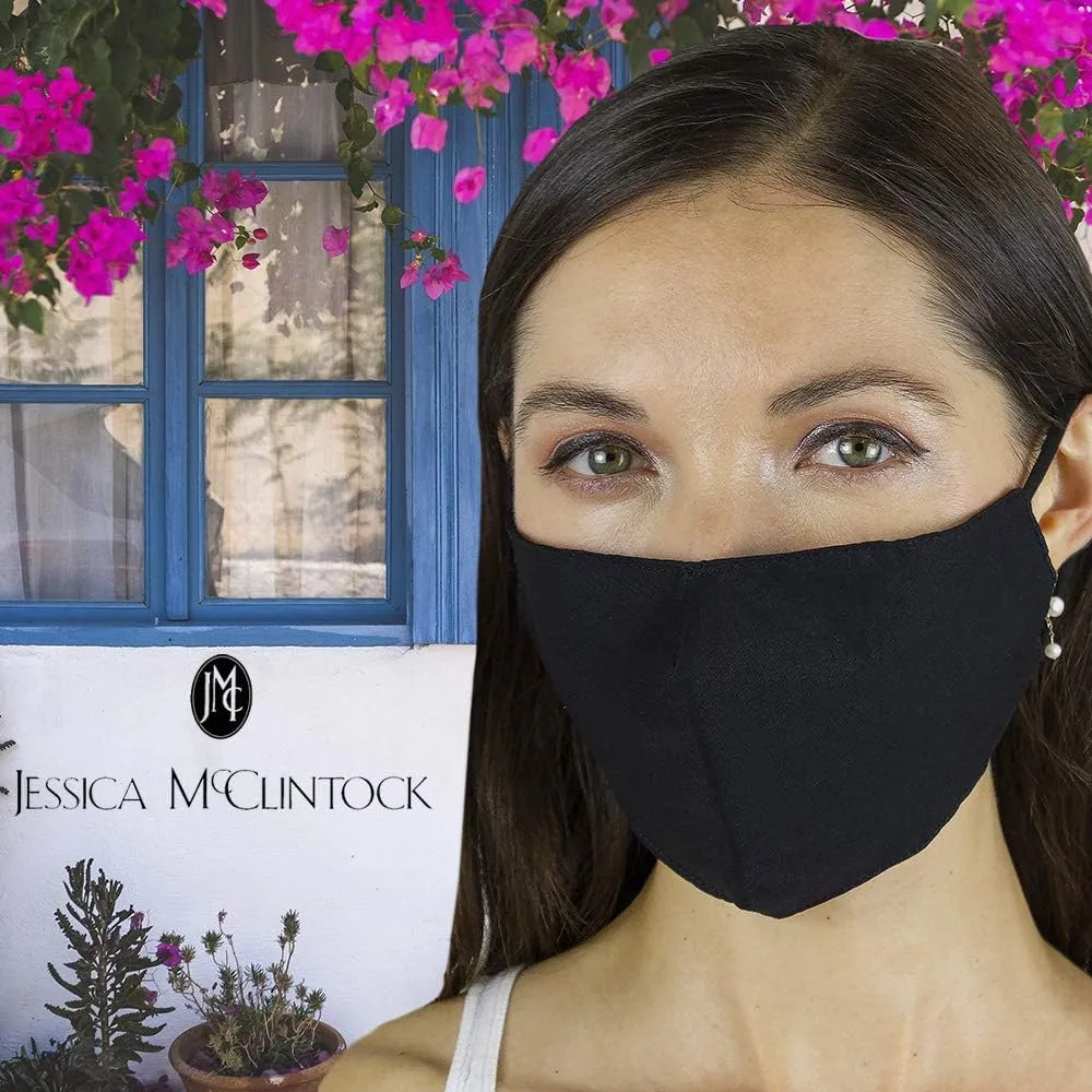 2 Pack Jessica McClintock Face Masks | 1 Solid Black 1 Rhinestone |