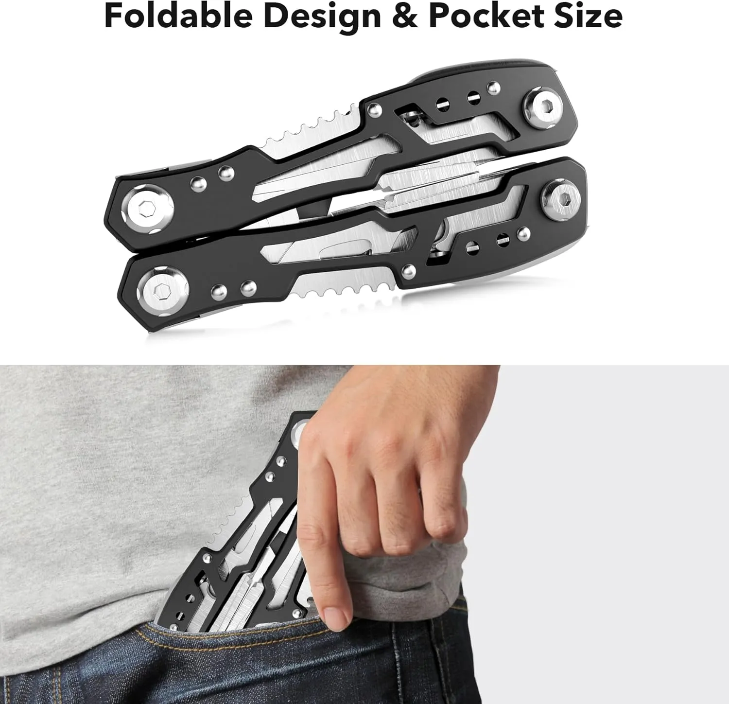 2 Pcs 14-In-1 multi tool pocket knife, Multi tool with Safety Locking- Stainless Steel,