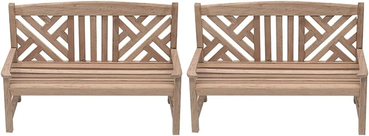 2 pcs Artificial Park Craft Miniature Village Desktop for Unpainted Toy Scene Home / Scale Props Patio Benches Chair Mini Decorations Model Wooden House Landscape Furniture