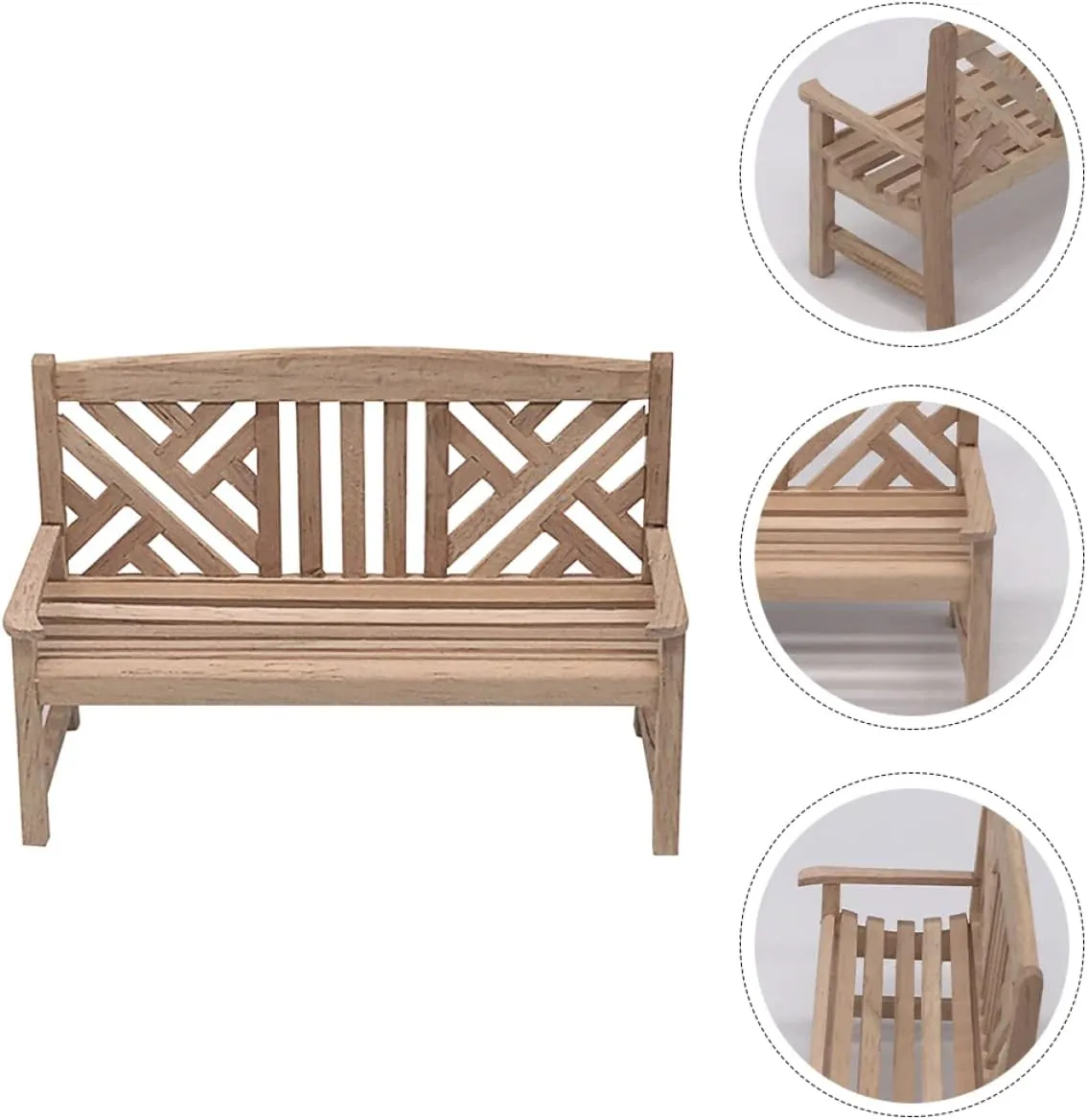 2 pcs Artificial Park Craft Miniature Village Desktop for Unpainted Toy Scene Home / Scale Props Patio Benches Chair Mini Decorations Model Wooden House Landscape Furniture